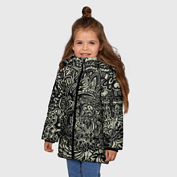 Куртка зимняя для девочки Татуировочный орнамент, цвет: 3D-светло-серый — фото 2