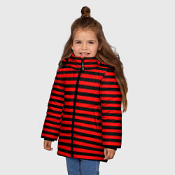 Куртка зимняя для девочки Черно-красные полосы, цвет: 3D-черный — фото 2