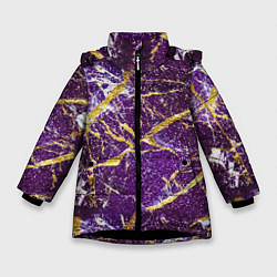Куртка зимняя для девочки Фиолетовые и золотые блестки, цвет: 3D-черный