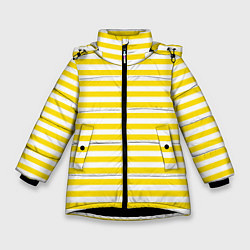 Куртка зимняя для девочки Светло-желтые полосы, цвет: 3D-черный