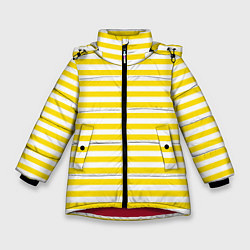 Куртка зимняя для девочки Светло-желтые полосы, цвет: 3D-красный