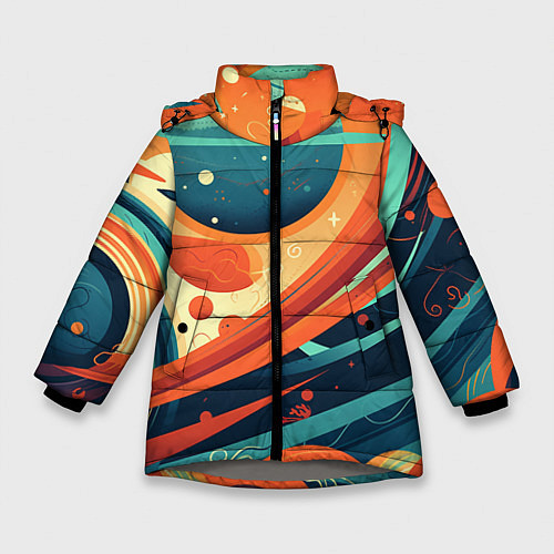 Зимняя куртка для девочки Абстрактный космический пейзаж: арт нейросети / 3D-Светло-серый – фото 1