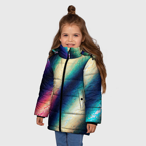 Зимняя куртка для девочки Абстракция вселенной / 3D-Светло-серый – фото 3
