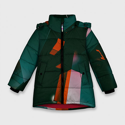 Зимняя куртка для девочки Сюрреалистичные геометрические фигуры / 3D-Красный – фото 1