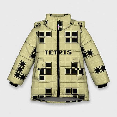 Зимняя куртка для девочки Тетрис ретро / 3D-Светло-серый – фото 1