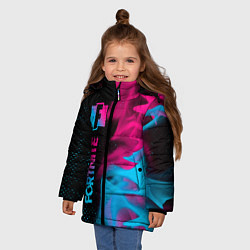 Куртка зимняя для девочки Fortnite - neon gradient: по-вертикали, цвет: 3D-черный — фото 2