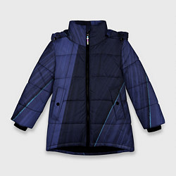 Куртка зимняя для девочки Синие и тёмные полосы, цвет: 3D-черный