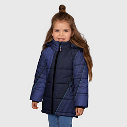 Куртка зимняя для девочки Синие и тёмные полосы, цвет: 3D-черный — фото 2