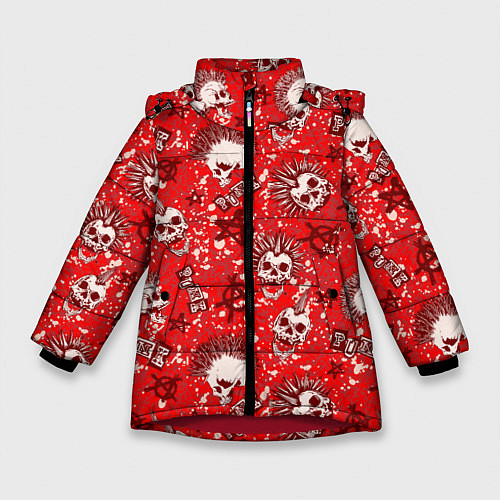 Зимняя куртка для девочки Панк - анархист / 3D-Красный – фото 1