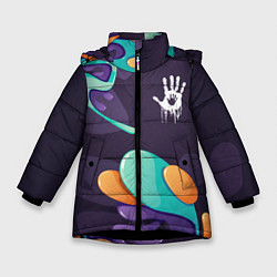 Куртка зимняя для девочки Death Stranding graffity splash, цвет: 3D-черный