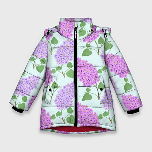 Зимняя куртка для девочки Лиловая и розовая сирень / 3D-Красный – фото 1