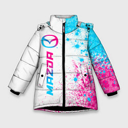 Куртка зимняя для девочки Mazda neon gradient style: по-вертикали, цвет: 3D-черный