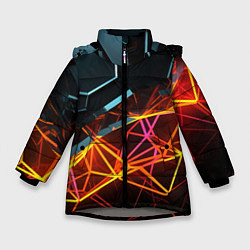 Куртка зимняя для девочки Разломленные плитки, цвет: 3D-светло-серый