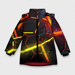 Куртка зимняя для девочки Неоновые трубки, цвет: 3D-красный
