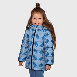 Куртка зимняя для девочки Синяя консоль тетрис, цвет: 3D-светло-серый — фото 2