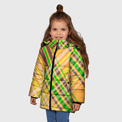 Куртка зимняя для девочки Желто-зеленый геометрический ассиметричный узор, цвет: 3D-черный — фото 2