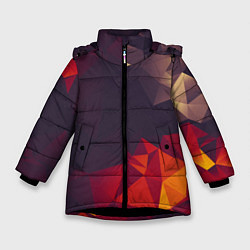 Куртка зимняя для девочки Полигональный узор, цвет: 3D-черный