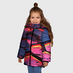 Куртка зимняя для девочки Розовые наносоты, цвет: 3D-черный — фото 2