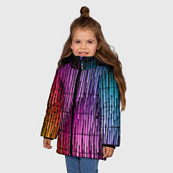 Куртка зимняя для девочки Радужные узор полосы, цвет: 3D-светло-серый — фото 2