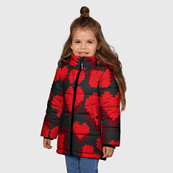Куртка зимняя для девочки Pixel hearts, цвет: 3D-светло-серый — фото 2