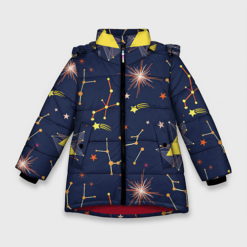 Зимняя куртка для девочки Созвездия / 3D-Красный – фото 1