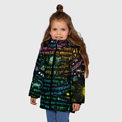 Куртка зимняя для девочки Символы психоделика - нейронная сеть, цвет: 3D-красный — фото 2