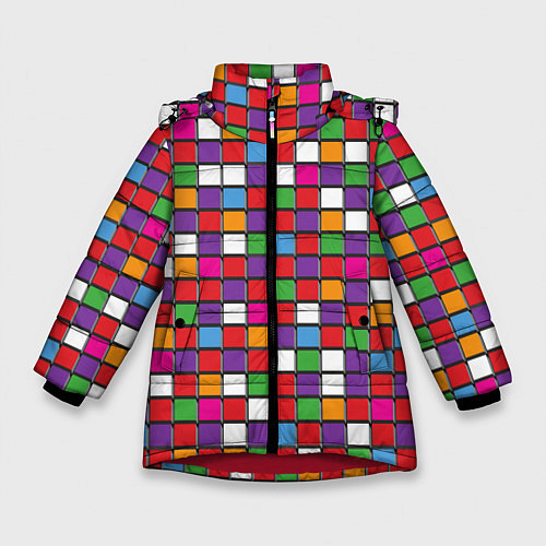 Зимняя куртка для девочки Color cubes / 3D-Красный – фото 1