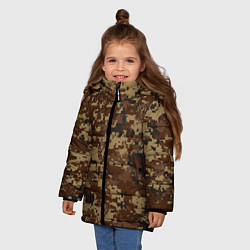 Куртка зимняя для девочки Коричнево-черный камуфляж, цвет: 3D-светло-серый — фото 2