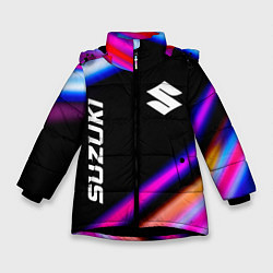 Куртка зимняя для девочки Suzuki speed lights, цвет: 3D-черный