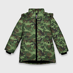 Куртка зимняя для девочки Камуфляж зелёный, цвет: 3D-черный