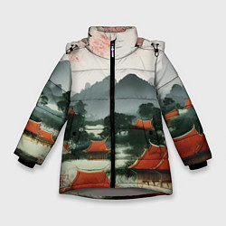 Куртка зимняя для девочки Китайская деревня, цвет: 3D-светло-серый