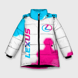Куртка зимняя для девочки Lexus neon gradient style: надпись, символ, цвет: 3D-черный