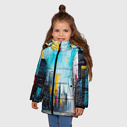 Куртка зимняя для девочки Палитра города, цвет: 3D-черный — фото 2