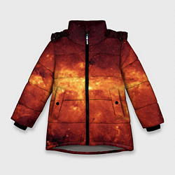 Куртка зимняя для девочки Огненная галактика, цвет: 3D-светло-серый