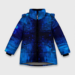 Куртка зимняя для девочки Тёмно-синие множества фигур, цвет: 3D-светло-серый