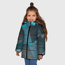 Куртка зимняя для девочки Абстрактные ребристые кубы, цвет: 3D-черный — фото 2