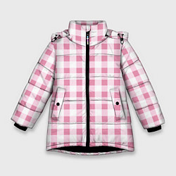 Куртка зимняя для девочки Барби-розовый: клетка, цвет: 3D-черный
