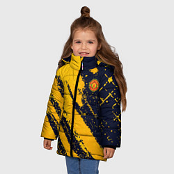 Куртка зимняя для девочки ФК Манчестер Юнайтед эмблема, цвет: 3D-светло-серый — фото 2