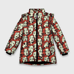 Куртка зимняя для девочки Лица девушек, цвет: 3D-черный