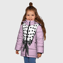 Куртка зимняя для девочки Костюм Барби: черный горох с полосатым бантом, цвет: 3D-черный — фото 2