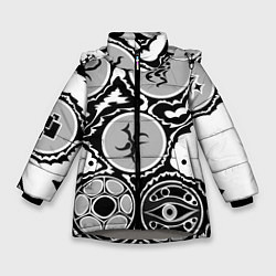 Куртка зимняя для девочки Рисунок тушью, цвет: 3D-светло-серый