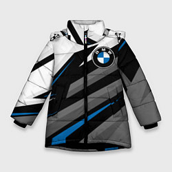 Куртка зимняя для девочки БМВ - спортивная униформа, цвет: 3D-черный