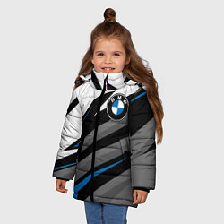Куртка зимняя для девочки БМВ - спортивная униформа, цвет: 3D-светло-серый — фото 2