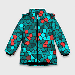 Куртка зимняя для девочки Мозаика бирюзовый, цвет: 3D-черный