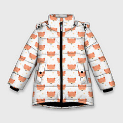 Куртка зимняя для девочки Паттерн милая лиса, цвет: 3D-черный