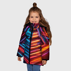 Куртка зимняя для девочки Неоновые трубы, цвет: 3D-черный — фото 2