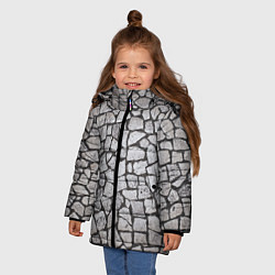 Куртка зимняя для девочки Каменный серый паттерн, цвет: 3D-красный — фото 2
