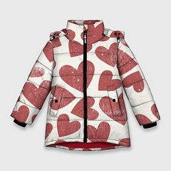Куртка зимняя для девочки Hearts, цвет: 3D-красный