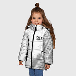 Куртка зимняя для девочки Audi speed на светлом фоне со следами шин: надпись, цвет: 3D-черный — фото 2