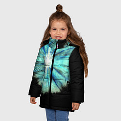 Куртка зимняя для девочки Тай-дай бирюзовый круг, цвет: 3D-черный — фото 2